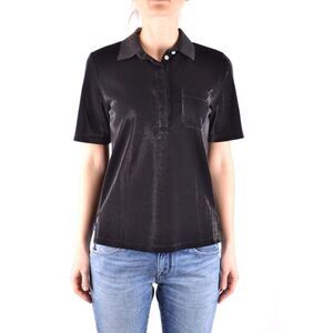 Jacob Cohen Velvet Short Sleeve Polo Women black Polos